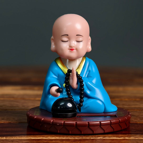 Solar Powered Monk Bobble Head with Moving Head Car Decor