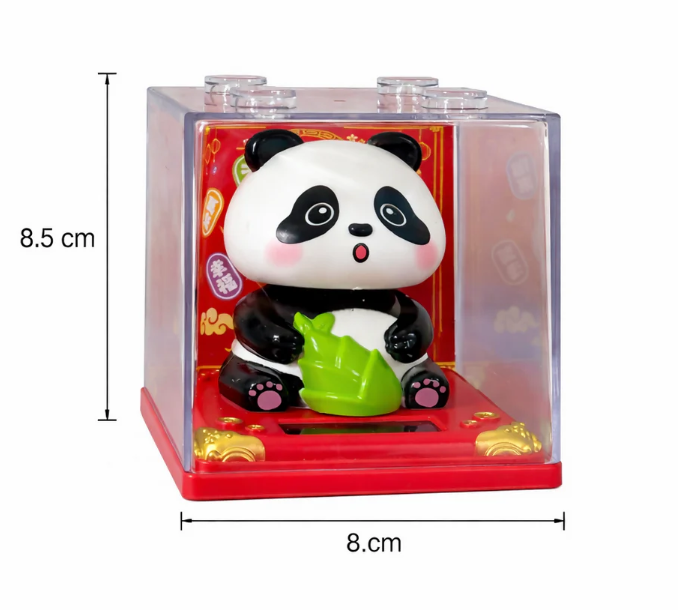 Solar Powered Head-Shaking Panda Toy • Cute Dashboard Bobble Panda • Car Decor